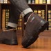 Men's Black Warm Winter Slip-On Ankle Boots with Plush Fur Lining, Non-Slip Sole, and Textured Fabric Comfortable Outdoor Footwear