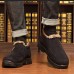 Men's Black Warm Winter Slip-On Ankle Boots with Plush Fur Lining, Non-Slip Sole, and Textured Fabric Comfortable Outdoor Footwear