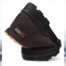 Men's Black Warm Winter Slip-On Ankle Boots with Plush Fur Lining, Non-Slip Sole, and Textured Fabric Comfortable Outdoor Footwear