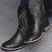 Men's Brown Faux Leather Cowboy Boots with Embroidered Detailing Classic Western Style for Casual Wear, Rodeos and Outdoor Events