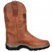 Men's American Flag Embossed Cowboy Work Boots - Durable Brown Faux Leather Western Boots with Rugged Sole for Outdoor and Casual Wear