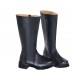 Men's Black Faux Leather Motorcycle Boots with Side Zipper, Classic Knee-High Riding Boots for Biker and Casual Wear