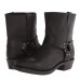 Men's Black Faux Leather Motorcycle Boots - Classic Harness Style with Durable Construction for Biker and Casual Wear