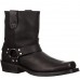 Men's Black Faux Leather Motorcycle Boots - Classic Harness Style with Durable Construction for Biker and Casual Wear