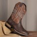 Men's Brown Western Boots with Embroidered Detailing Classic Cowboy Style Boots for Outdoor Events, Casual Gatherings and Western Parties