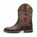 Men's Brown Western Boots with Embroidered Detailing Classic Cowboy Style Boots for Outdoor Events, Casual Gatherings and Western Parties