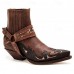 Men's Black Faux Leather Western Ankle Boots with Embroidered Detailing and Metal Harness - Cowboy Style Boots for Rodeo, Country Music Events, and Casual Wear