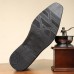 Men's Herringbone Fabric and Faux Leather Button-Up Ankle Boots Vintage-Inspired Formal Dress Shoes for Business and Casual Occasions