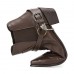 Men's Black Leather Western Motorcycle Boots - Embroidered Design with Metal Buckle and Chain for Biker and Fashion Wear