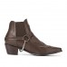 Men's Black Leather Western Motorcycle Boots - Embroidered Design with Metal Buckle and Chain for Biker and Fashion Wear