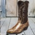 Men's Brown Western Cowboy Boots with Snake Print and Embroidered Design - Stylish and Durable for Outdoor Wear