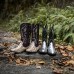 Men's Brown Western Cowboy Boots with Snake Print and Embroidered Design - Stylish and Durable for Outdoor Wear