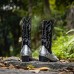 Men's Brown Western Cowboy Boots with Snake Print and Embroidered Design - Stylish and Durable for Outdoor Wear