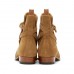 Men's Tan Suede Chelsea Boots with Buckle Strap - Classic Ankle Boots for Casual and Formal Wear