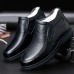Men's Brown Leather Slip-On Ankle Boots Winter Warm Lining, Comfortable Casual Shoes for Outdoor Wear