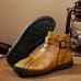Women's Casual Buckle Ankle Boots Soft Leather Flat Walking Shoes with Side Zipper for Fall, Travel & Everyday Wear