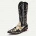 Men's Black and Snake Print Western Cowboy Boots - Exotic Leather with Intricate Embroidery for Rodeo and Casual Wear