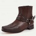Men's Brown Western Cowboy Boots - Stylish Leather Embossed Ankle Boots for Casual Wear and Outdoor Activities