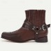 Men's Brown Western Cowboy Boots - Stylish Leather Embossed Ankle Boots for Casual Wear and Outdoor Activities