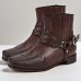 Men's Brown Western Cowboy Boots - Stylish Leather Embossed Ankle Boots for Casual Wear and Outdoor Activities