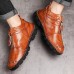 Men's Brown Leather Casual Boots with Handcrafted Stitching and Comfortable Sole for Everyday and Outdoor Wear