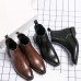 Men's Black Faux Leather Chelsea Boots - Perfect for Business Meetings, Formal Events, and Evening Outfits