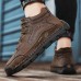 Men's Brown Leather Casual Lace-Up Ankle Boots Durable Stitching and Rugged Sole for Outdoor and Everyday Wear