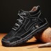 Men's Brown Leather Casual Lace-Up Ankle Boots Durable Stitching and Rugged Sole for Outdoor and Everyday Wear