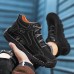 Men's Brown Leather Casual Lace-Up Ankle Boots Durable Stitching and Rugged Sole for Outdoor and Everyday Wear