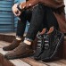 Men's Brown Leather Casual Lace-Up Ankle Boots Durable Stitching and Rugged Sole for Outdoor and Everyday Wear
