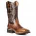 Men's Brown Western Cowboy Boots with Embroidered Shaft, Durable Faux Leather for Ranch and Casual Wear