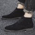 Men's Beige Faux Suede Lace-Up Desert Boots Classic Chukka Style with Comfortable Rubber Sole for Casual Wear