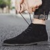 Men's Beige Faux Suede Lace-Up Desert Boots Classic Chukka Style with Comfortable Rubber Sole for Casual Wear