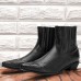 Men's Brown and Blue Western Cowboy Boots Embroidered Faux Leather Design for Casual and Country Style Wear