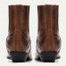 Men's Brown and Blue Western Cowboy Boots Embroidered Faux Leather Design for Casual and Country Style Wear