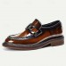 Men's Premium Cowhide Leather Loafers with Glossy Finish, Chain Detail - Formal Dress Shoes for Business, Weddings & Special Occasions