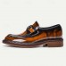 Men's Premium Cowhide Leather Loafers with Glossy Finish, Chain Detail - Formal Dress Shoes for Business, Weddings & Special Occasions