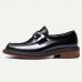 Men's Premium Cowhide Leather Loafers with Glossy Finish, Chain Detail - Formal Dress Shoes for Business, Weddings & Special Occasions