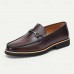 Men's Snakeskin Leather Loafers with Metal Bit Detail - Premium Cowhide Shoes for Formal & Casual Wear
