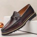 Men's Snakeskin Leather Loafers with Metal Bit Detail - Premium Cowhide Shoes for Formal & Casual Wear