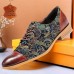 Men's Premium Sheepskin Oxford Shoes - Paisley Jacquard Fabric and Leather Lace-Up Dress Shoes for Elegant Occasions