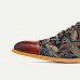 Men's Premium Sheepskin Oxford Shoes - Paisley Jacquard Fabric and Leather Lace-Up Dress Shoes for Elegant Occasions