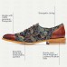 Men's Premium Sheepskin Oxford Shoes - Paisley Jacquard Fabric and Leather Lace-Up Dress Shoes for Elegant Occasions