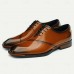 Elegant Men's Cognac Patent Leather Oxford Shoes with Lace-Up Detail - Perfect for Formal Occasions