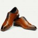 Elegant Men's Cognac Patent Leather Oxford Shoes with Lace-Up Detail - Perfect for Formal Occasions