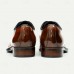 Elegant Men's Cognac Patent Leather Oxford Shoes with Lace-Up Detail - Perfect for Formal Occasions