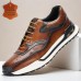 Men's Premium Leather Casual Sneakers - Cowhide, Stylish and Comfortable Low-Top Shoes with Breathable Design for Everyday Wear