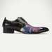 Men's Blue and Gold Floral Pattern Dress Shoes Stylish Formal Shoes for Elegant Parties and Social Gatherings