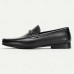 Men's Black Premium Cowhide Leather Loafers with Metal Buckle, Comfortable Slip-On Shoes for Formal and Casual Occasions