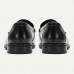 Men's Black Perforated Leather Dress Loafers with Braided Detail - Elegant Office Footwear
